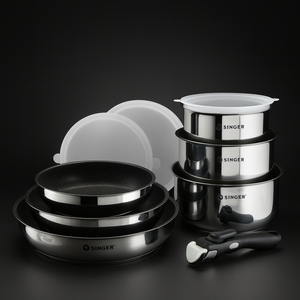 batterie de cuisine singer, casseroles et poêles 8 piéces